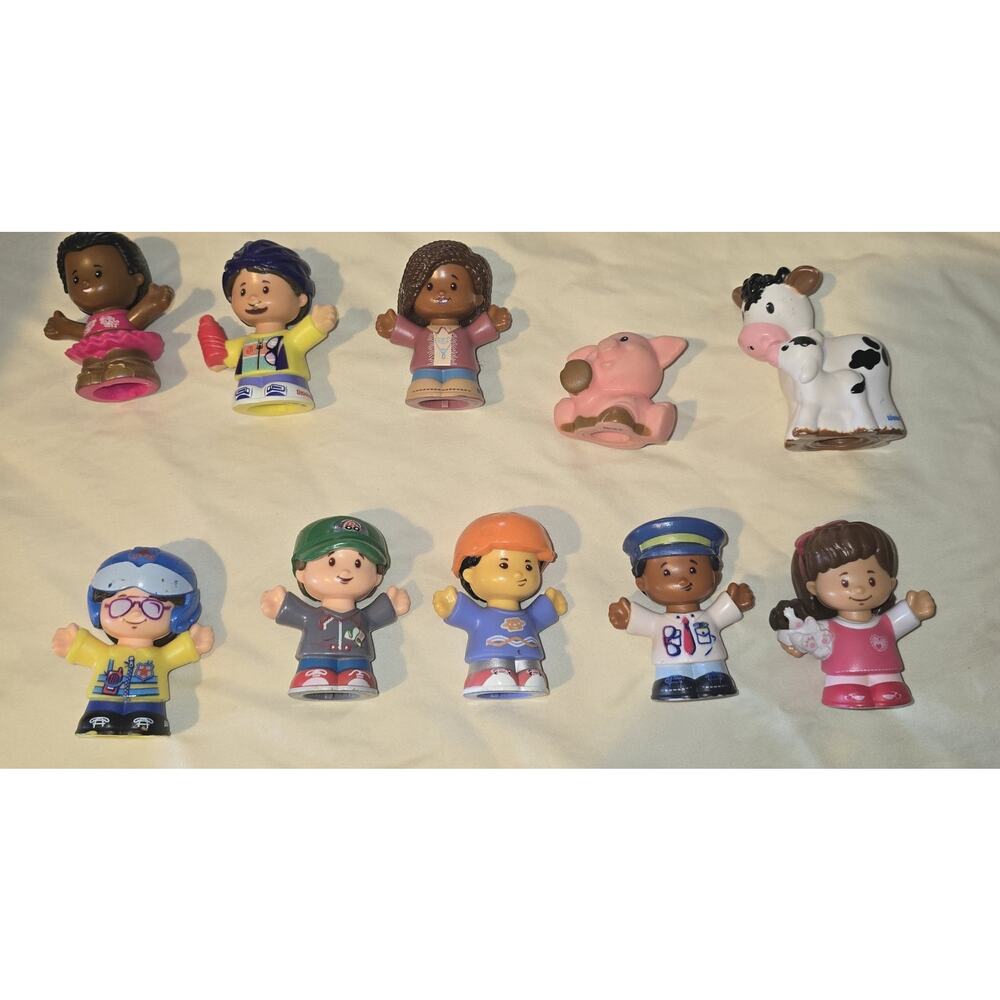 Fisher-Price Little People Lot of 10, Vintage People/Animal Toy Figurines